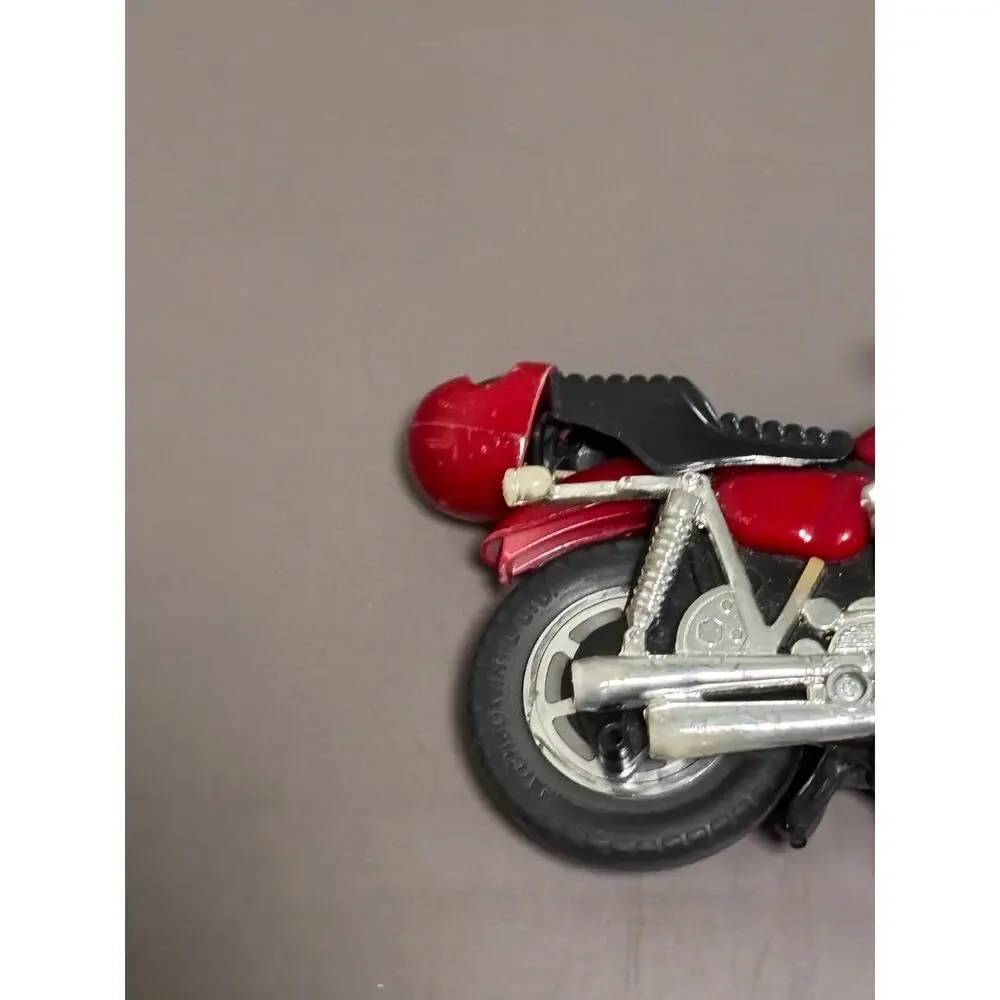 Vintage 1981 Matchbox Kidco Diecast Pull-String Red Harley Davidson Motorcycle